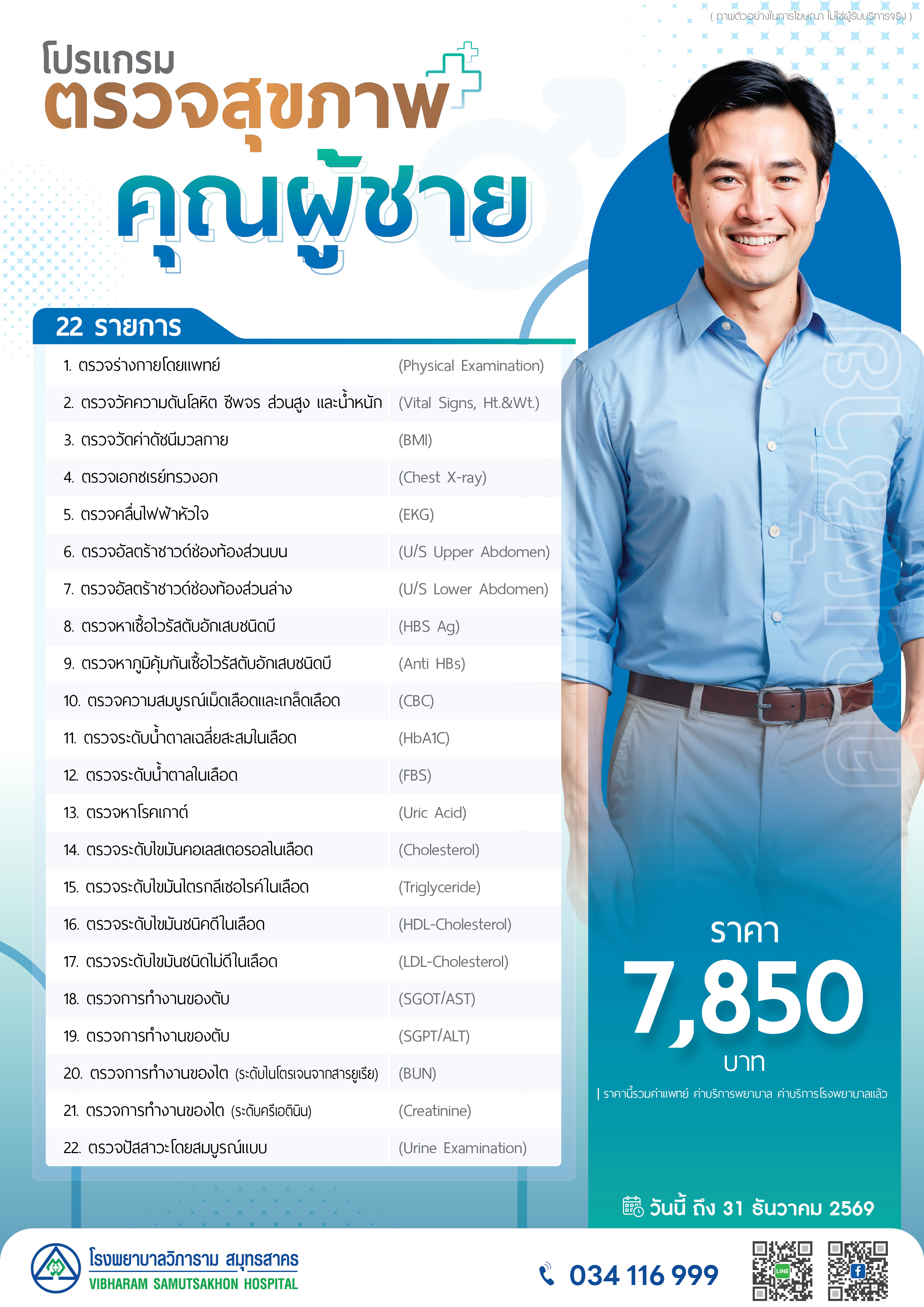 โปรแกรมตรวจสุขภาพภาพคุณผู้ชาย  22  รายการ